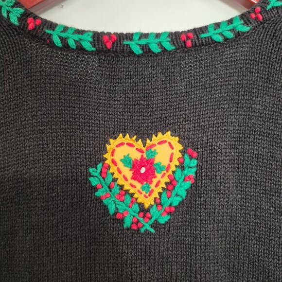 Vintage Studio Works Christmas Sweater Vest Womens M Black Holiday - Picture 5 of 8